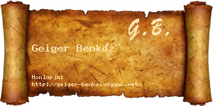 Geiger Benkő névjegykártya